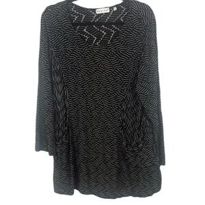 Habitat Black White Stretch Rayon Blend Tunic Top with Pockets Size XL